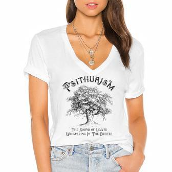 Psithurism The Sound Of Leaves Whispering In The Breeze Women's Jersey Short Sleeve Deep V-Neck Tshirt | Mazezy