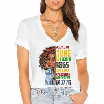 Remembering My Ancestors Junenth Black Freedom 1865 Gift Women's Jersey Short Sleeve Deep V-Neck Tshirt | Mazezy