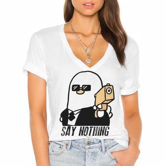 Say Nothing Women's Jersey Short Sleeve Deep V-Neck Tshirt | Favorety CA