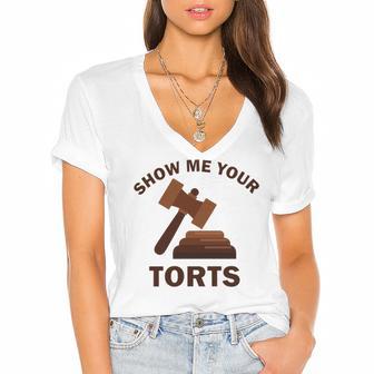 Show Me Your Torts V2 Women's Jersey Short Sleeve Deep V-Neck Tshirt | Favorety CA