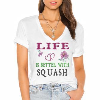 Squash Sport Lover Life Is Better With Squash Women's Jersey Short Sleeve Deep V-Neck Tshirt | Favorety AU