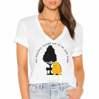 The Monsters Turned Out To Be Just Trees Cute Monster Women's Jersey Short Sleeve Deep V-Neck Tshirt | Favorety DE