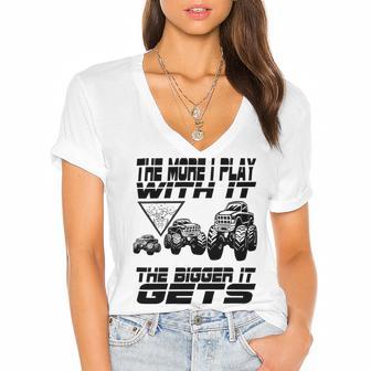 The More I Play With It The Bigger It Gets Play Big Women's Jersey Short Sleeve Deep V-Neck Tshirt | Favorety UK