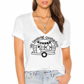 The Original Quarantine Van Women's Jersey Short Sleeve Deep V-Neck Tshirt | Favorety CA