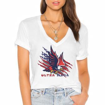 The Ultra Maga Is Back Women's Jersey Short Sleeve Deep V-Neck Tshirt | Favorety