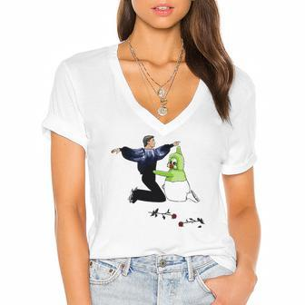 Torvill And Deans Dancing On Ice Women's Jersey Short Sleeve Deep V-Neck Tshirt | Mazezy