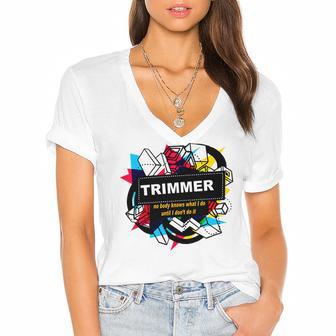 Trimmer Women's Jersey Short Sleeve Deep V-Neck Tshirt | Favorety CA