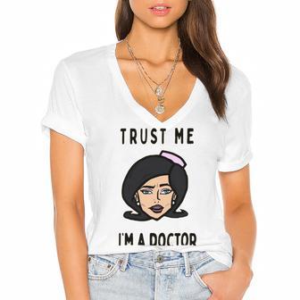 Trust Me Im A Dogtor Doctor Dog 672 Shirt Women's Jersey Short Sleeve Deep V-Neck Tshirt | Favorety CA