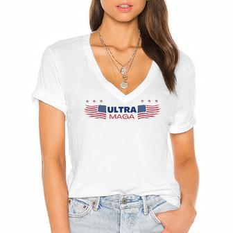 Ulltra Maga Amarican Wings Women's Jersey Short Sleeve Deep V-Neck Tshirt | Favorety DE