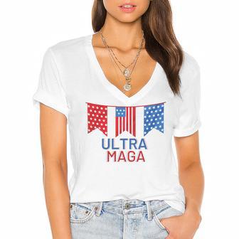 Ultra Maga And Proud Of It V13 Women's Jersey Short Sleeve Deep V-Neck Tshirt | Favorety UK