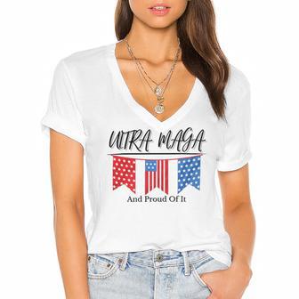 Ultra Maga And Proud Of It V15 Women's Jersey Short Sleeve Deep V-Neck Tshirt | Favorety UK