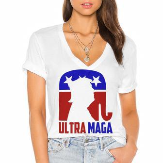 Ultra Maga And Proud Of It V2 Women's Jersey Short Sleeve Deep V-Neck Tshirt | Favorety