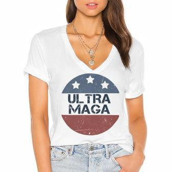 Ultra Maga And Proud Of It V24 Women's Jersey Short Sleeve Deep V-Neck Tshirt | Favorety