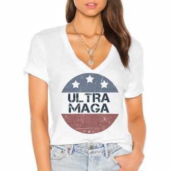 Ultra Maga And Proud Of It V4 Women's Jersey Short Sleeve Deep V-Neck Tshirt | Favorety CA