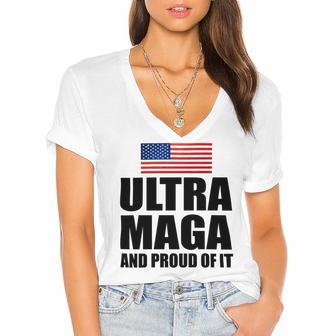 Ultra Maga And Proud Of It V8 Women's Jersey Short Sleeve Deep V-Neck Tshirt | Favorety DE