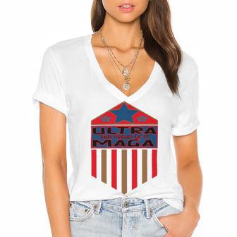 Vintageultra Maga And Proud Of It Women's Jersey Short Sleeve Deep V-Neck Tshirt | Favorety UK