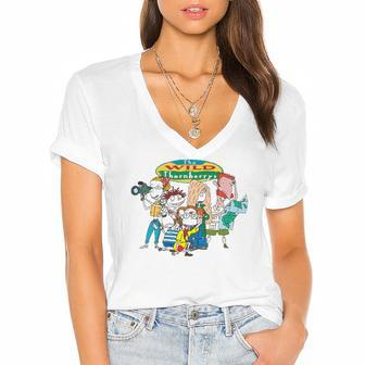 Wild Thornberrys Ready For Action Women's Jersey Short Sleeve Deep V-Neck Tshirt | Mazezy
