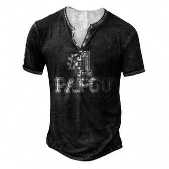 1 Papou Number One Sports Fathers Day Men's Henley T-Shirt | Mazezy
