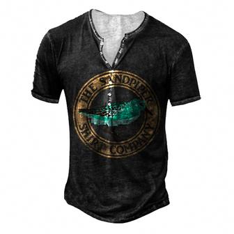 Front & Back Harbor And Hunting Islands Sc Map Gift  Men's Henley Button-Down 3D Print T-shirt