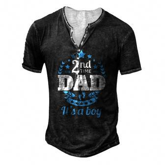 2Nd Time Dad Its A Boy Dad Again Second Baby Announce Men's Henley T-Shirt | Mazezy