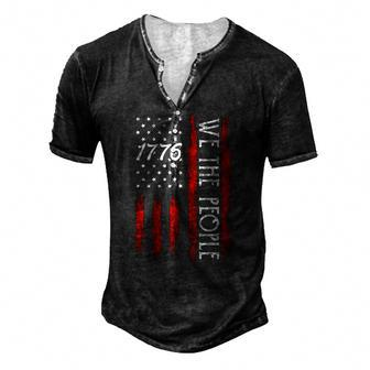 4Th Of July 1776 S For Men We The People American Flag Men's Henley T-Shirt | Mazezy
