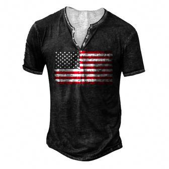 4Th Of July American Flag Vintage Usa Men Women Patriotic Men's Henley T-Shirt | Mazezy