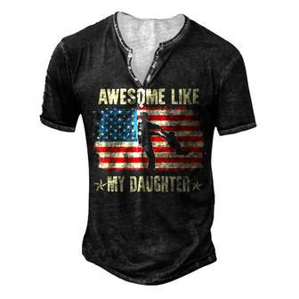 4Th Of July Awesome Like My Daughter Vintage Fathers Day Men's Henley T-Shirt - Seseable