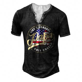 4Th Of July Dad Papa Like A Grandpa Only Cooler Men's Henley T-Shirt | Mazezy