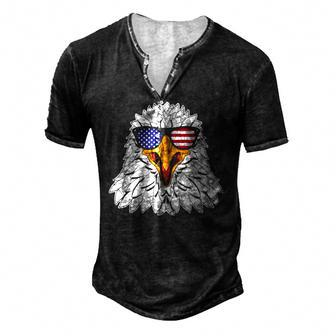 4Th Of July Eagle Patriotic American Flag Cute Eagle Men's Henley T-Shirt | Mazezy