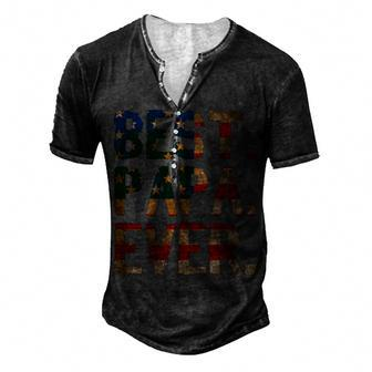 4Th Of July Fathers Day Usa Dad Best Papa Ever Men's Henley T-Shirt - Seseable