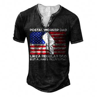 Mens 4Th Of July For A Patriotic Postal Worker Dad Men's Henley T-Shirt - Seseable
