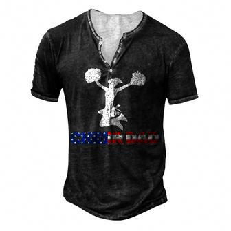 Mens 4Th Of July Us Flag Cheer Dad For Fathers Day Men's Henley T-Shirt - Seseable
