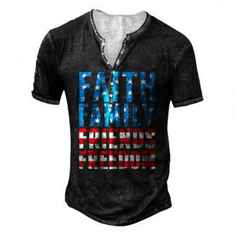 4Th Of July S For Men Faith Family Friends Freedom Men's Henley T-Shirt | Mazezy