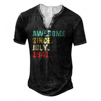 81Th Birthday Men Awesome Since July 1941 Birthday Party Men's Henley T-Shirt | Mazezy