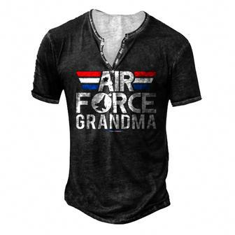 Air Force Grandma Us Veterans 4Th Of July American Flag Men's Henley T-Shirt | Mazezy