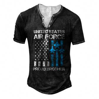 Air Force Us Veteran Proud Air Force Brother 4Th Of July Men's Henley T-Shirt | Mazezy