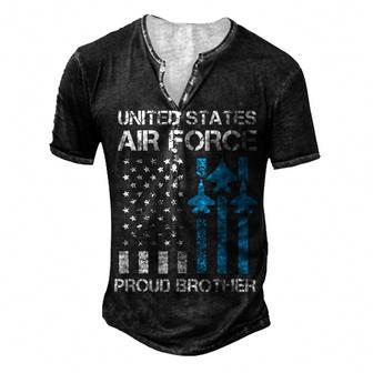 Air Force Us Veteran Proud Air Force Brother 4Th Of July Men's Henley T-Shirt - Seseable