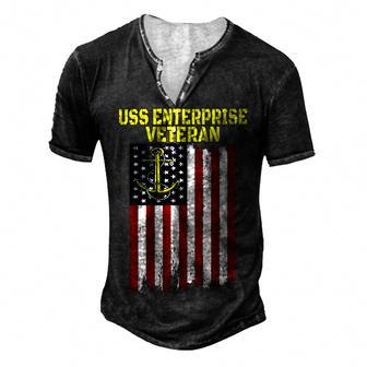 Aircraft Carrier Uss Enterprise Cvn-65 Cvan-65 Veterans Day T-Shirt Men's Henley Button-Down 3D Print T-shirt - Monsterry DE