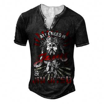 All I Need Is Jesus And Jiu Sitsu Combat Sport Dd Men's Henley Button-Down 3D Print T-shirt - Monsterry UK