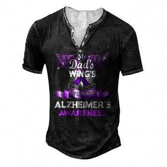 Alzheimers Awareness Products Dads Wings Memorial Men's Henley T-Shirt | Mazezy