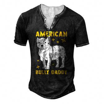 Mens American Bully Dad Puppy Dog Owner American Bully Men's Henley T-Shirt | Mazezy