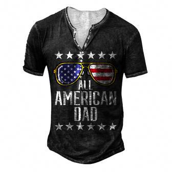 All American Dad 4Th Of July Memorial Day Matching Family Men's Henley T-Shirt - Seseable
