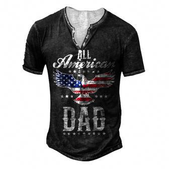 Mens All American Dad Eagle 4Th Of July Fathers Day Men's Henley T-Shirt - Seseable