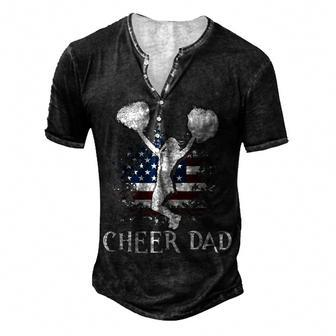 Mens American Flag Cheer Dad 4Th Of July Fathers Day Men's Henley T-Shirt - Seseable