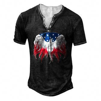 American Flag Eagle Usa Illustration Men's Henley T-Shirt | Mazezy