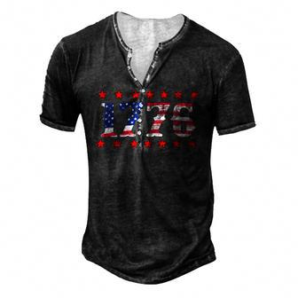 American Flag Usa United States America Independence Men's Henley T-Shirt | Mazezy