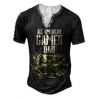 All American Gamer Dad 4Th Of July Independence Day Gaming Men's Henley T-Shirt - Seseable