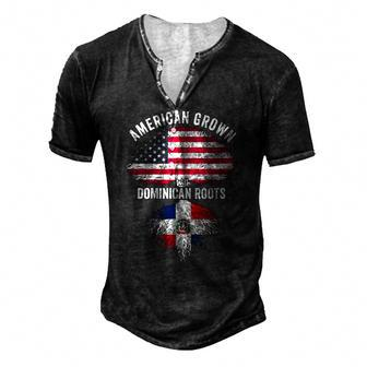 American Grown With Dominican Roots Usa Dominican Flag Men's Henley T-Shirt | Mazezy