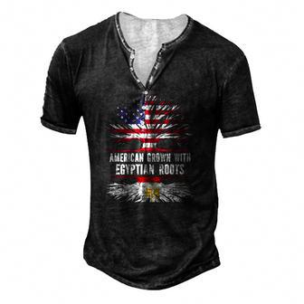 American Grown With Egyptian Roots Usa Flag Egypt Men's Henley T-Shirt | Mazezy