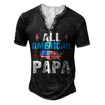 All American Papa 4Th Of July Usa Family Matching Outfit Men's Henley T-Shirt - Seseable